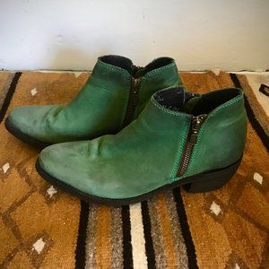 Vintage Teal Leather Booties